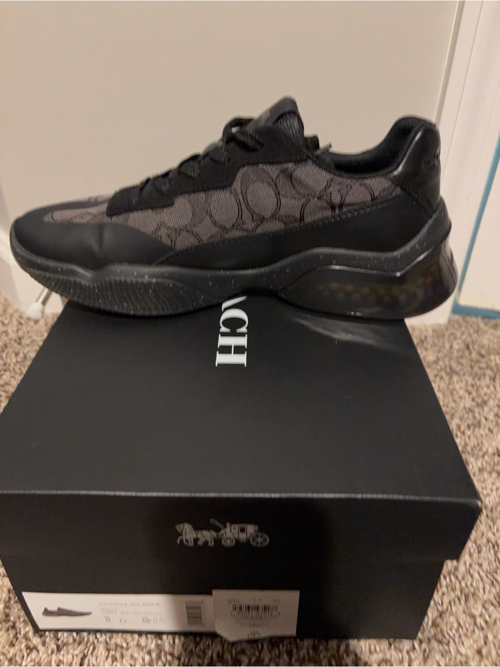 Coach Men's Black/Charcoal Signature Runner Sneaker